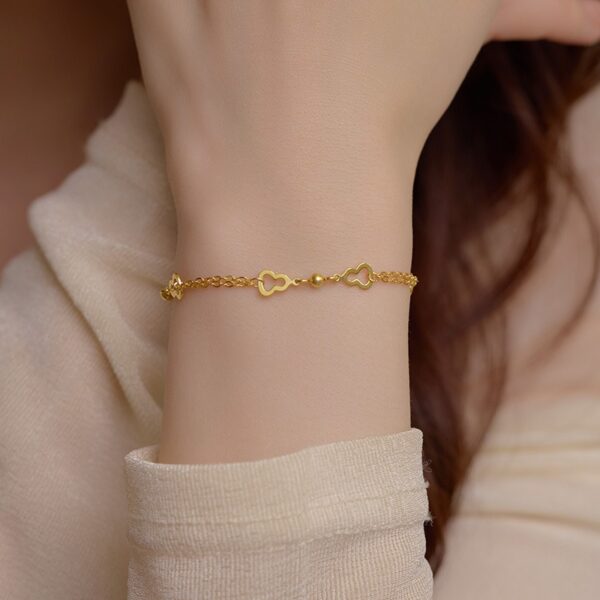 Golden Hollow Gourd Charm Bracelet - Image 2
