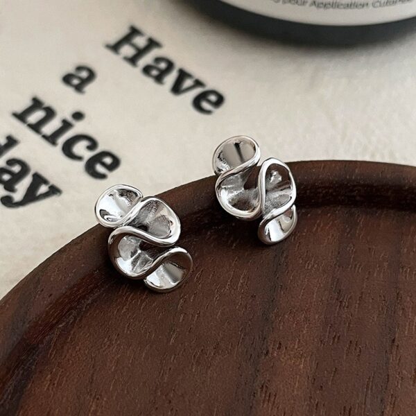 Floral Geometric Stud Earrings - Image 2