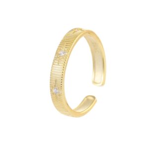 Light Luxury Brushed Starburst Open Ring